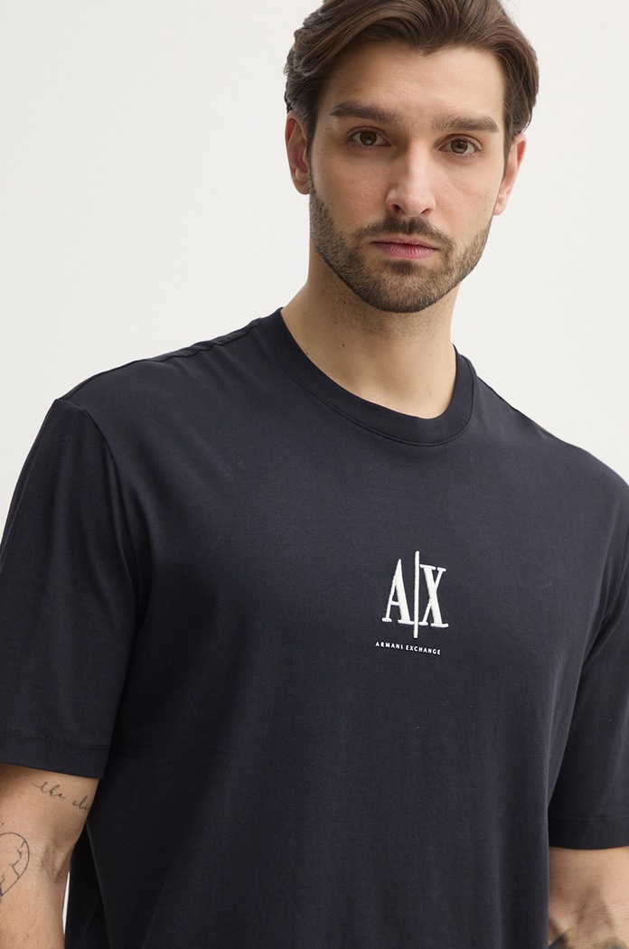 Bombažna kratka majica Armani Exchange mornarsko modra XM000363.AF12308.NOS