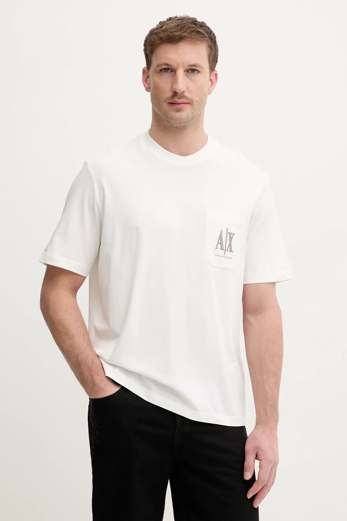 Bavlněné tričko Armani Exchange nášivka béžová XM000366.AF12308.NOS