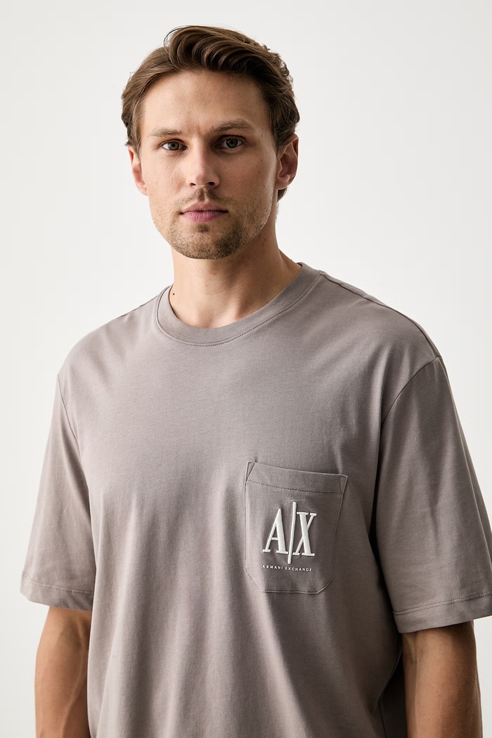 Armani Exchange T-shirt męski bawełniany beżowy XM000366.AF12308.NOS
