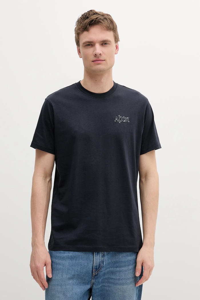 Bavlněné tričko Armani Exchange hladký námořnická modř XM000760.AF13106