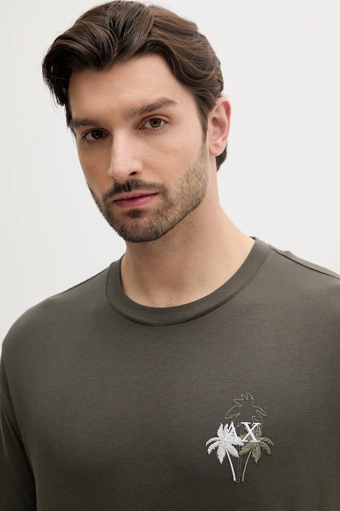 Bombažna kratka majica Armani Exchange zelena XM000572.AF10334