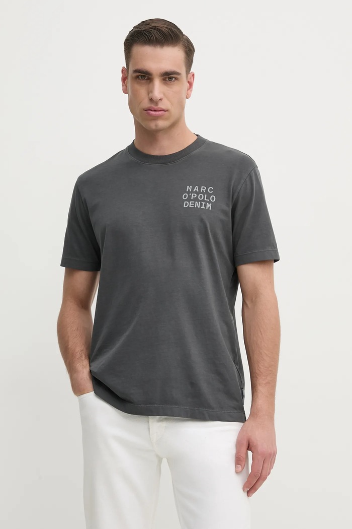 Marc O'Polo t-shirt bawełniany nadruk szary 5000006040