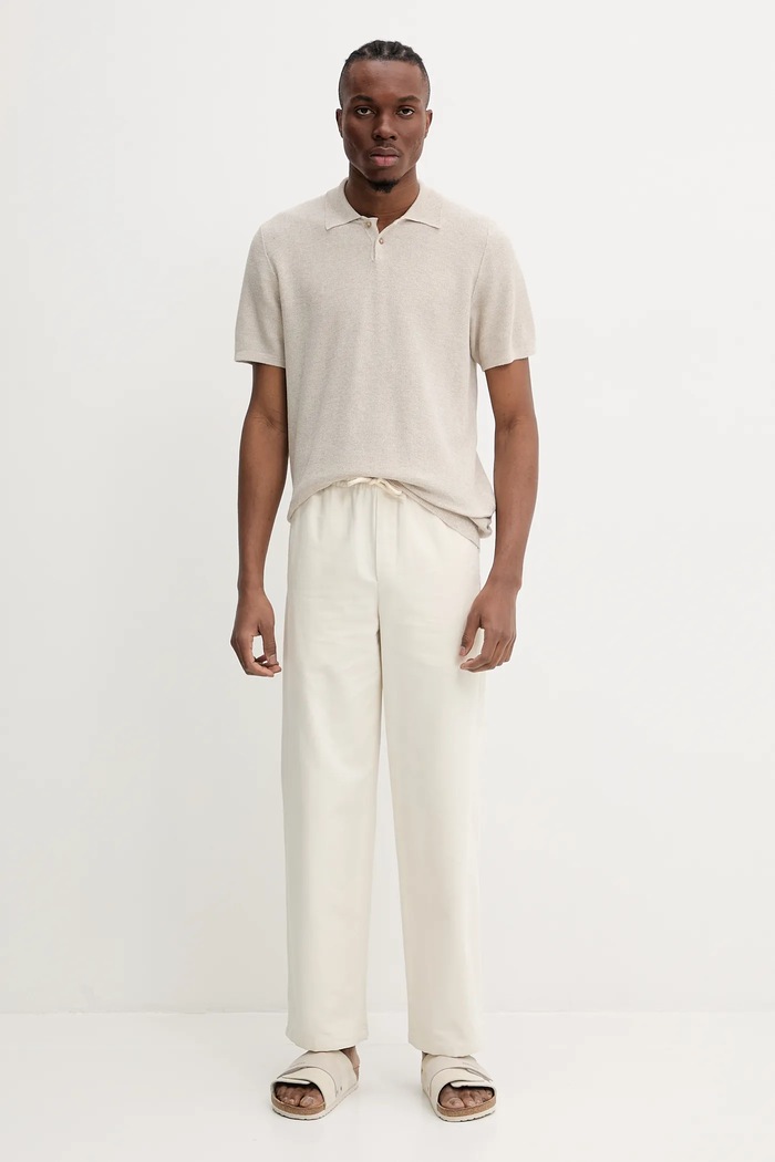 Polo tričko s prímesou ľanu A.P.C. polo jay VIAJC.H23315 béžová SS25