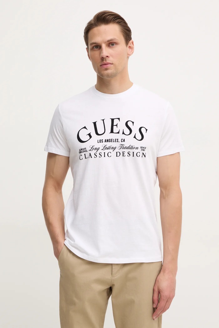 Guess t-shirt bawełniany regular biały M5RI43.K9RM1