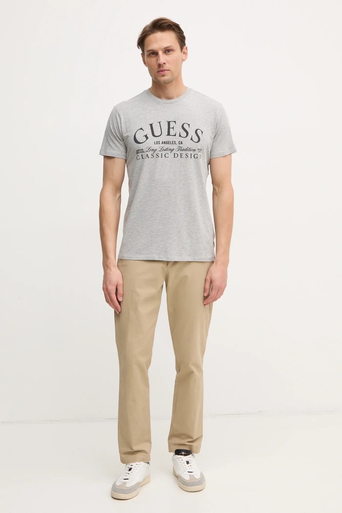 Βαμβακερό μπλουζάκι Guess M5RI43.K9RM1 γκρί SS25