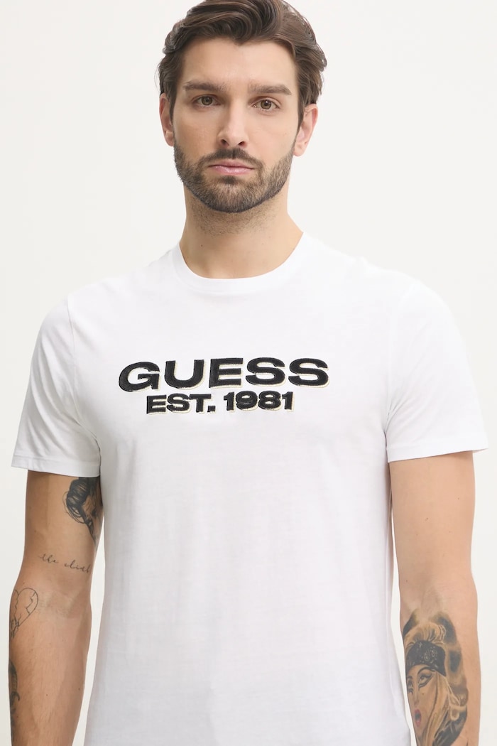 Bavlněné tričko Guess bílá M5RI50.K9RM1