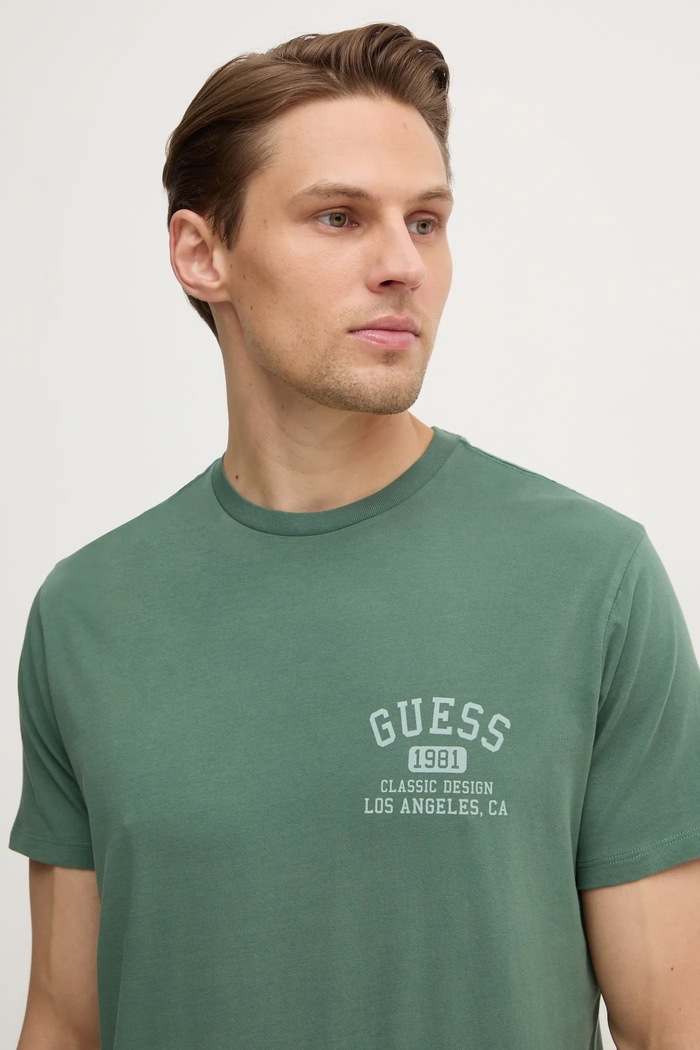 Bavlněné tričko Guess zelená M5RI86.K9RM1