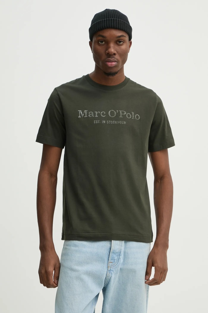 Памучна тениска Marc O'Polo стандартна зелен 520201251052