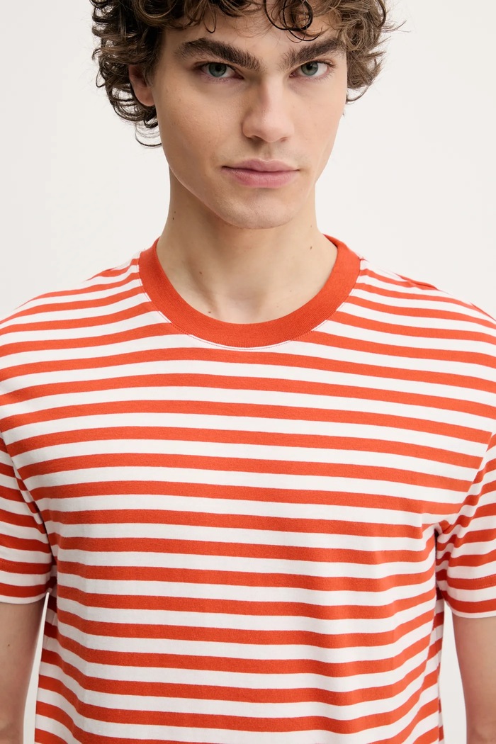 Marc O'Polo t-shirt bawełniany pomarańczowy 522216051326
