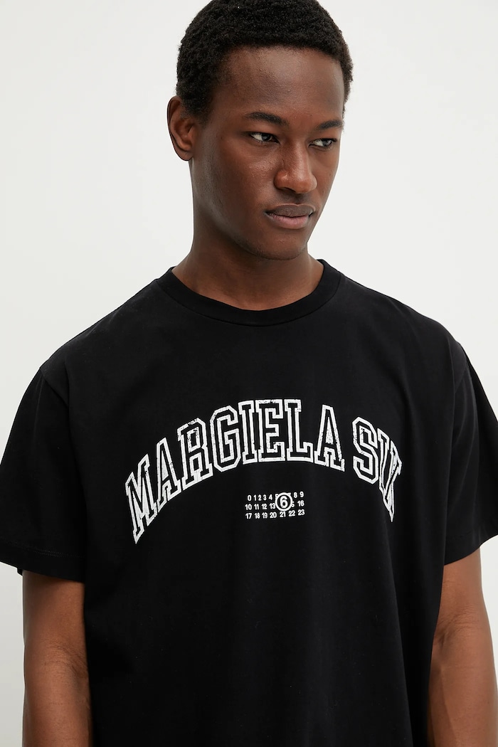 Βαμβακερό μπλουζάκι MM6 Maison Margiela μαύρο SH0GC0046