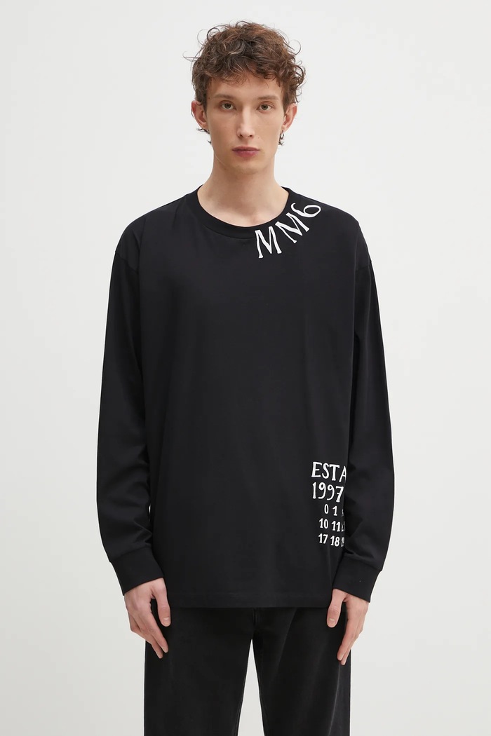 MM6 Maison Margiela cotton longsleeve top relaxed black SH0GC0047