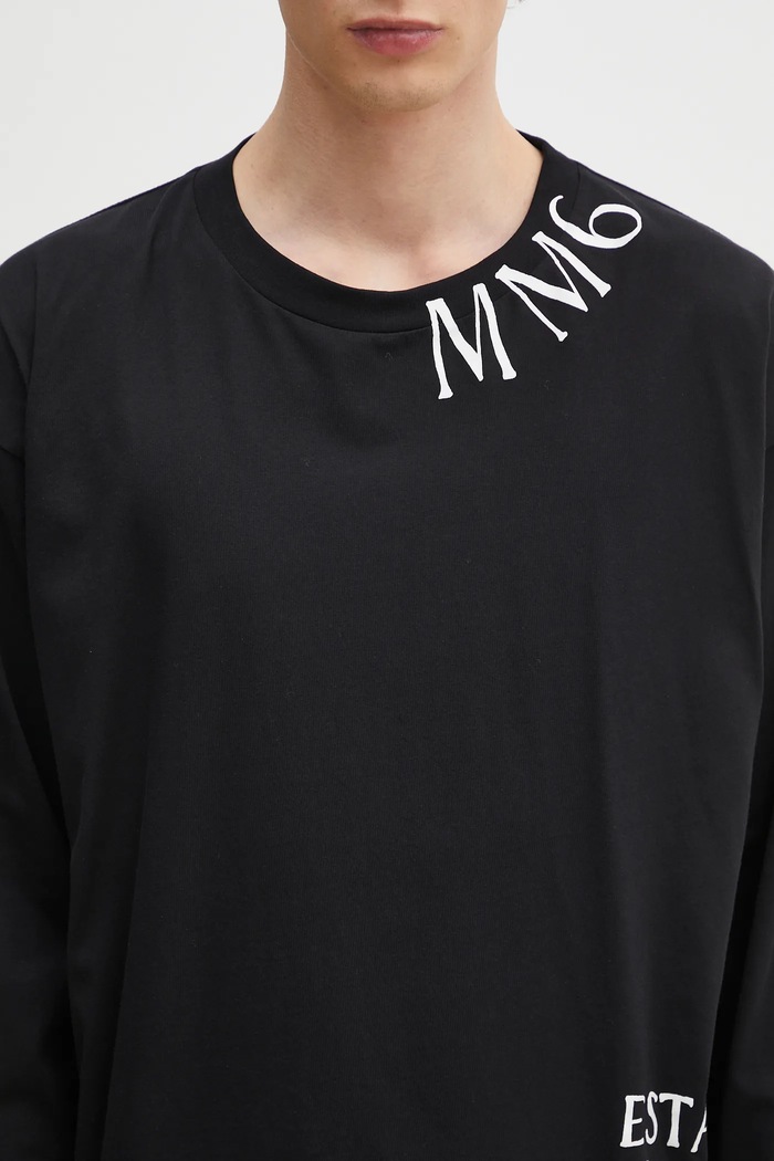 MM6 Maison Margiela cotton longsleeve top black SH0GC0047