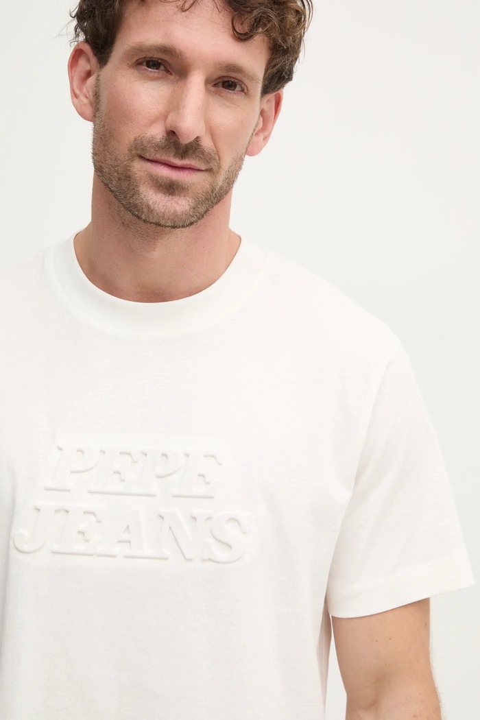 Памучна тениска Pepe Jeans DARIUS TEE бежов PM509723