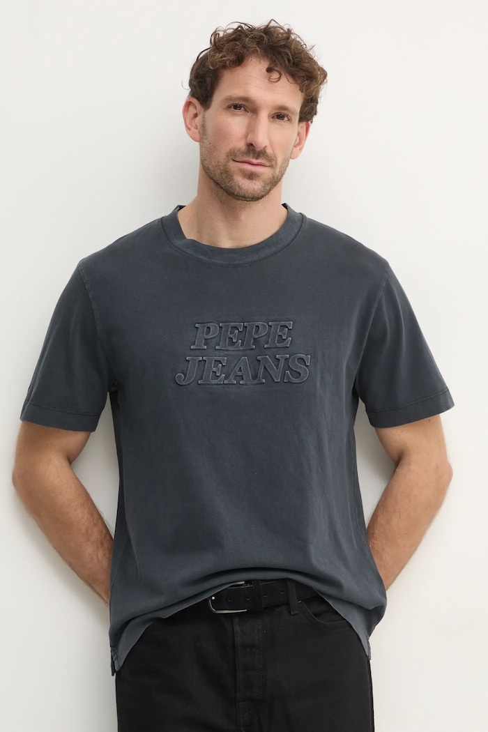 Памучна тениска Pepe Jeans DARIUS TEE щампа черен PM509723