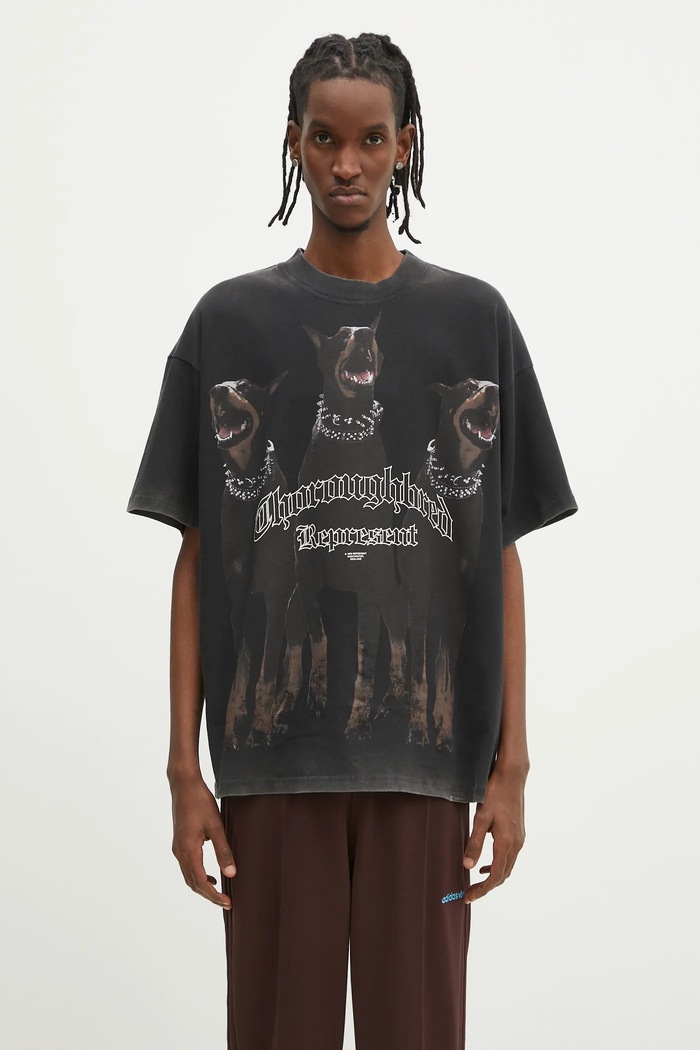 Бавовняна футболка Represent Thoroughbred надрук чорний MLM41135.003
