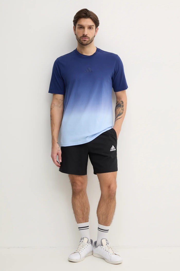 Bavlněné tričko adidas ALL SZN Dip Dye JJ3697 modrá SS25