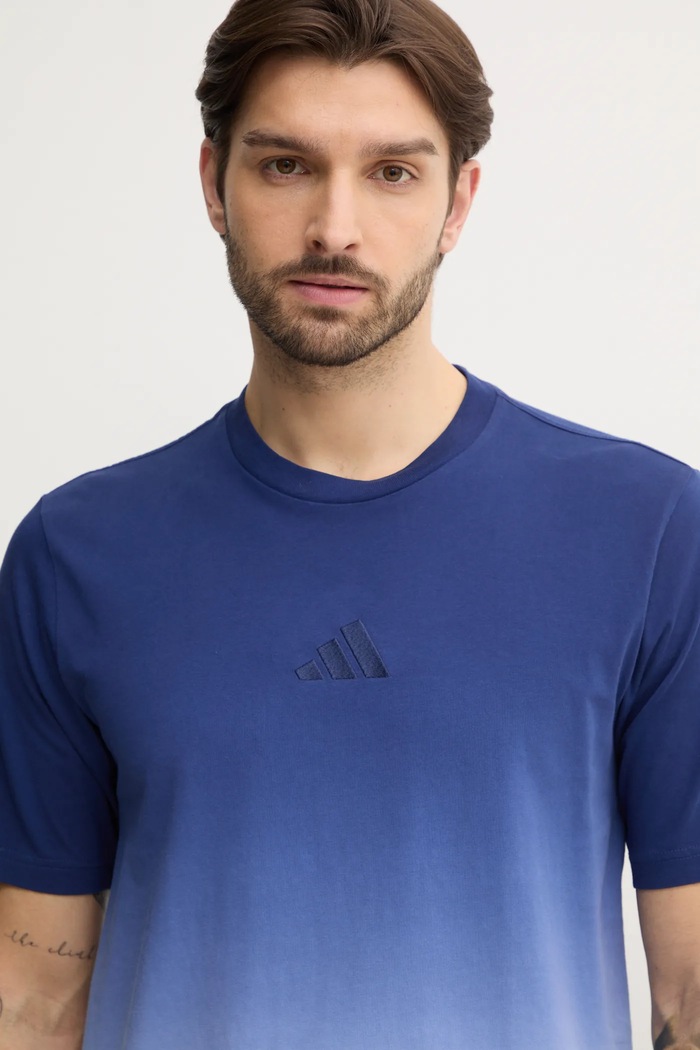 Bavlněné tričko adidas ALL SZN Dip Dye modrá JJ3697