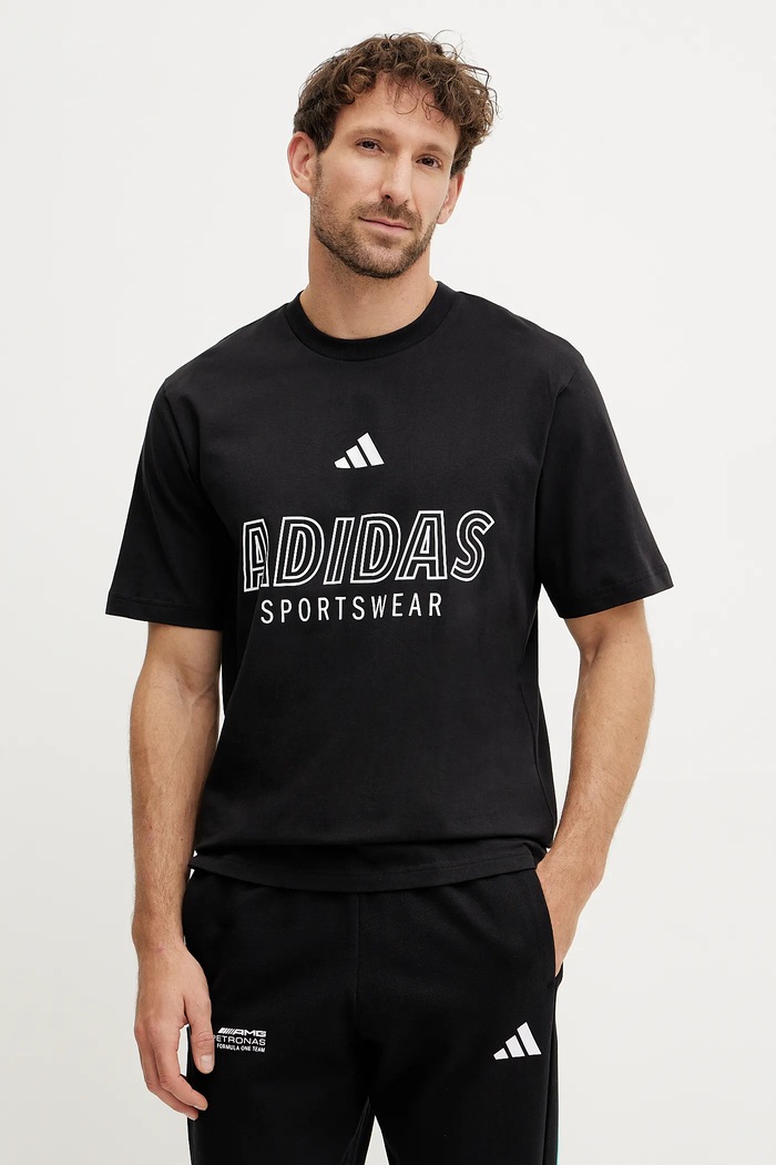 Bavlněné tričko adidas M C HOT SPW T potisk černá JN7851