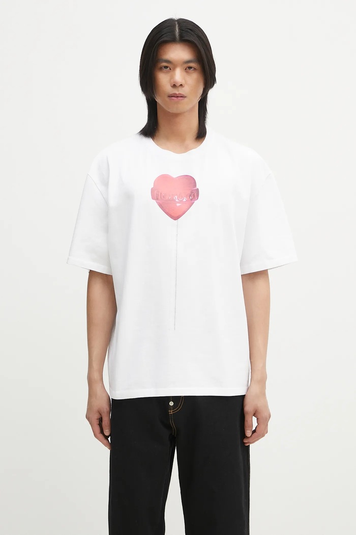 Бавовняна футболка Fiorucci Lollipop Heart Print Boxy Fit T-Shirt надрук білий U02SPTSH103CJ01WH03