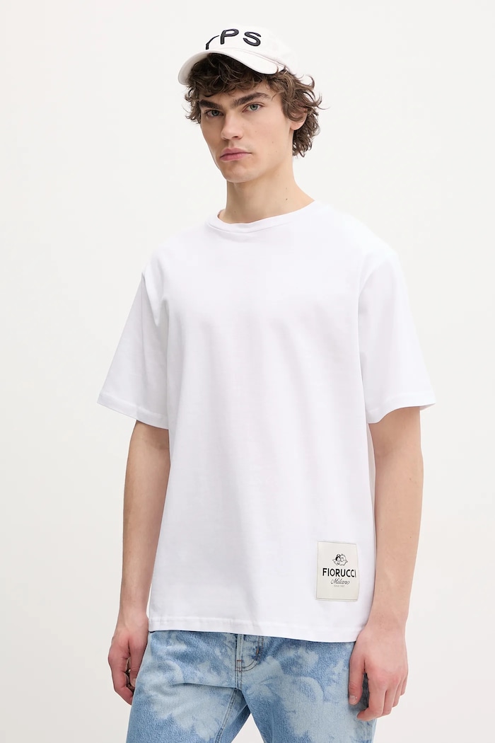 Fiorucci tricou din bumbac Label Regular Fit T-Shirt imprimeu alb U02SPTSH323CJ01WH01