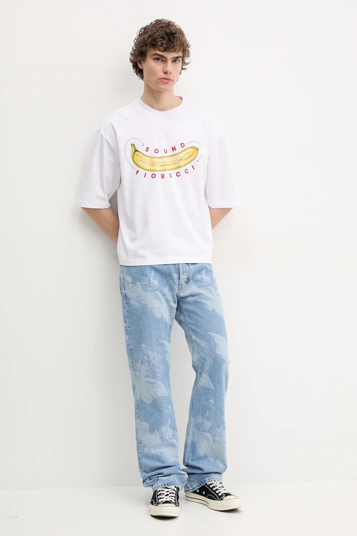 Fiorucci t-shirt bawełniany Banana Sound Print Regular Fit T-Shirt U02SPTSH323CJ01WH04 biały SS25