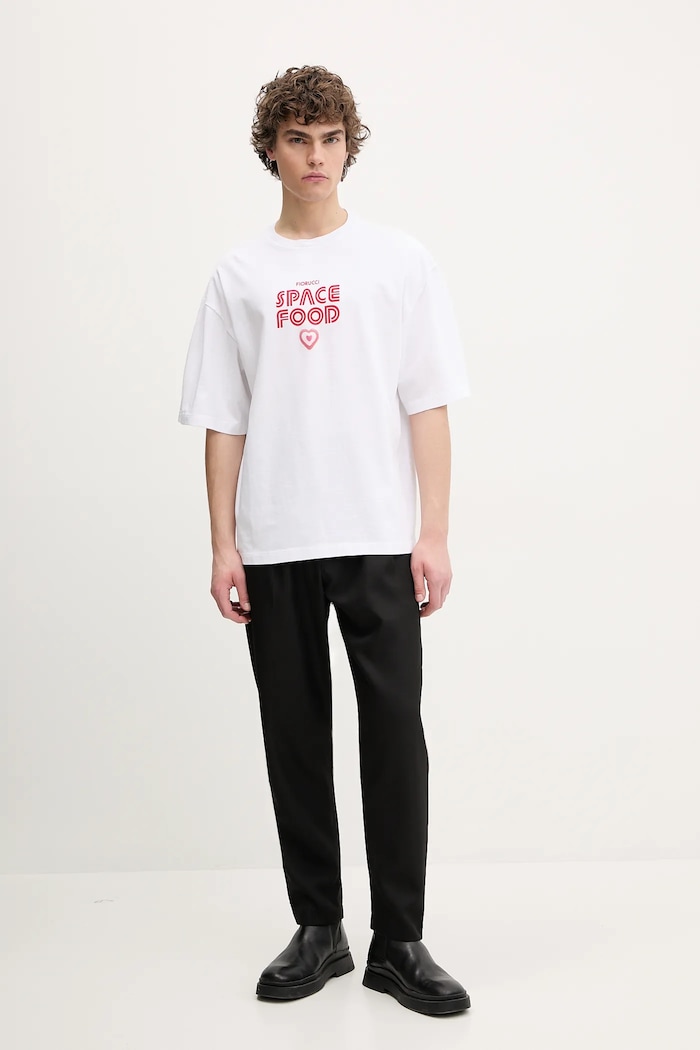 Bavlnené tričko Fiorucci Space Food Print Relaxed Fit T-Shirt U02SPTSH101CJ01WH03 biela SS25