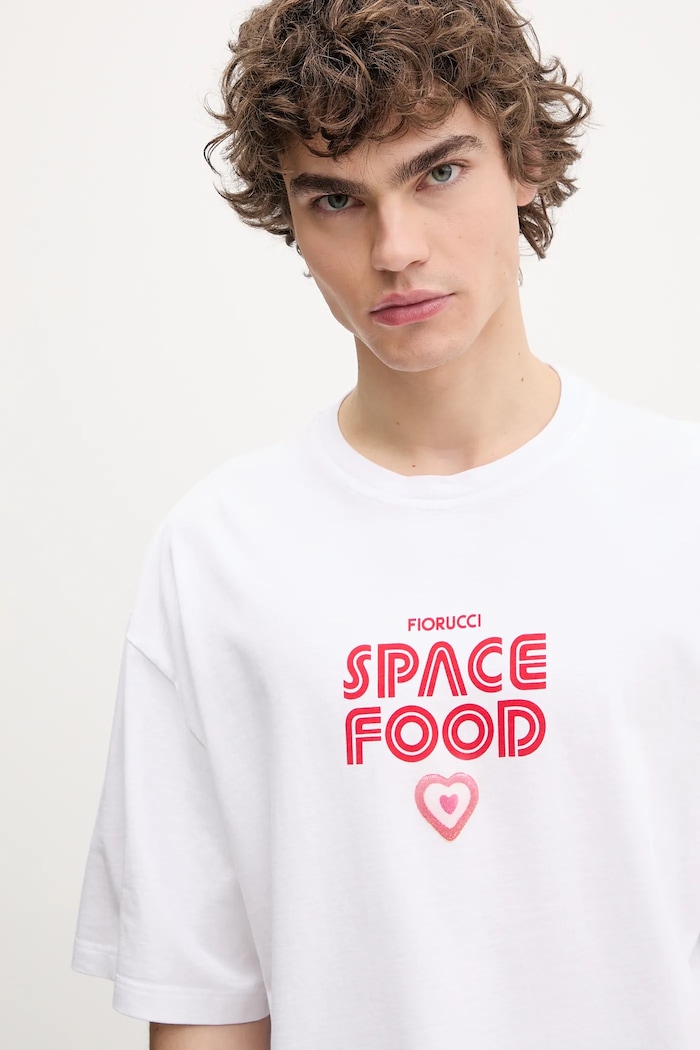 Bavlnené tričko Fiorucci Space Food Print Relaxed Fit T-Shirt biela U02SPTSH101CJ01WH03