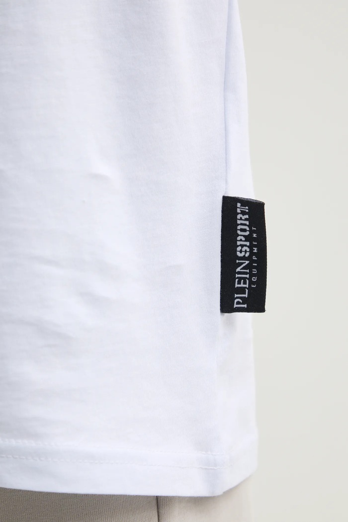 PLEIN SPORT t-shirt bawełniany SAEC.MTK8011.STE001N biały