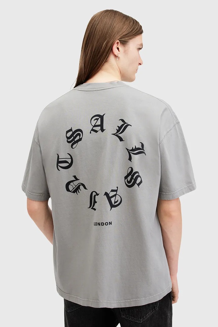AllSaints Βαμβακερό μπλουζάκι AllSaints FRAKTUR M063PB γκρί SS25