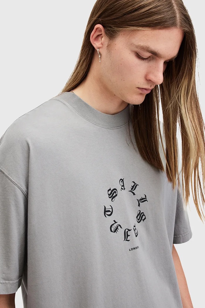 Βαμβακερό μπλουζάκι AllSaints FRAKTUR AllSaints M063PB γκρί