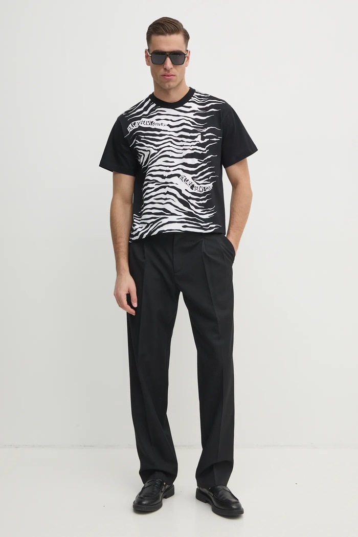 Bavlnené tričko Versace Jeans Couture 78GAH6RZ.JS463 čierna SS25
