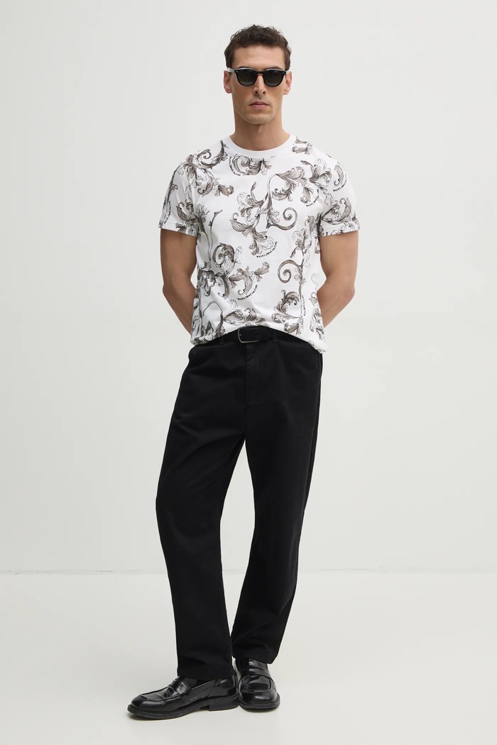 Versace Jeans Couture t-shirt bawełniany 78GAH6S0.JS458 biały SS25