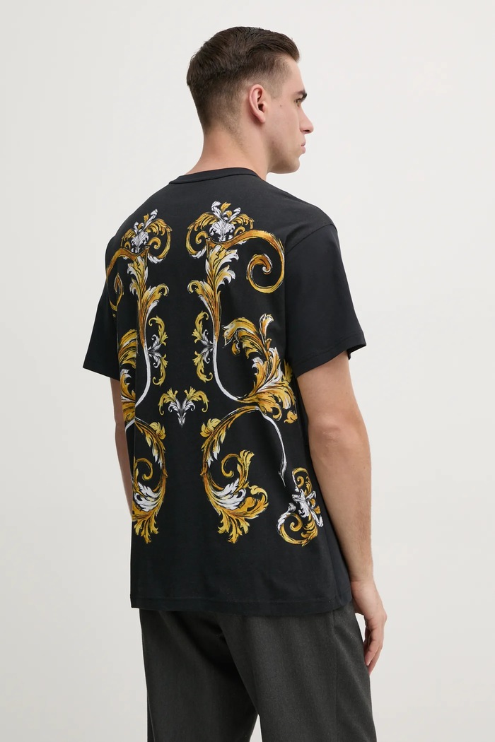 Памучна тениска Versace Jeans Couture стандартна черен 78GAH6RB.JS462