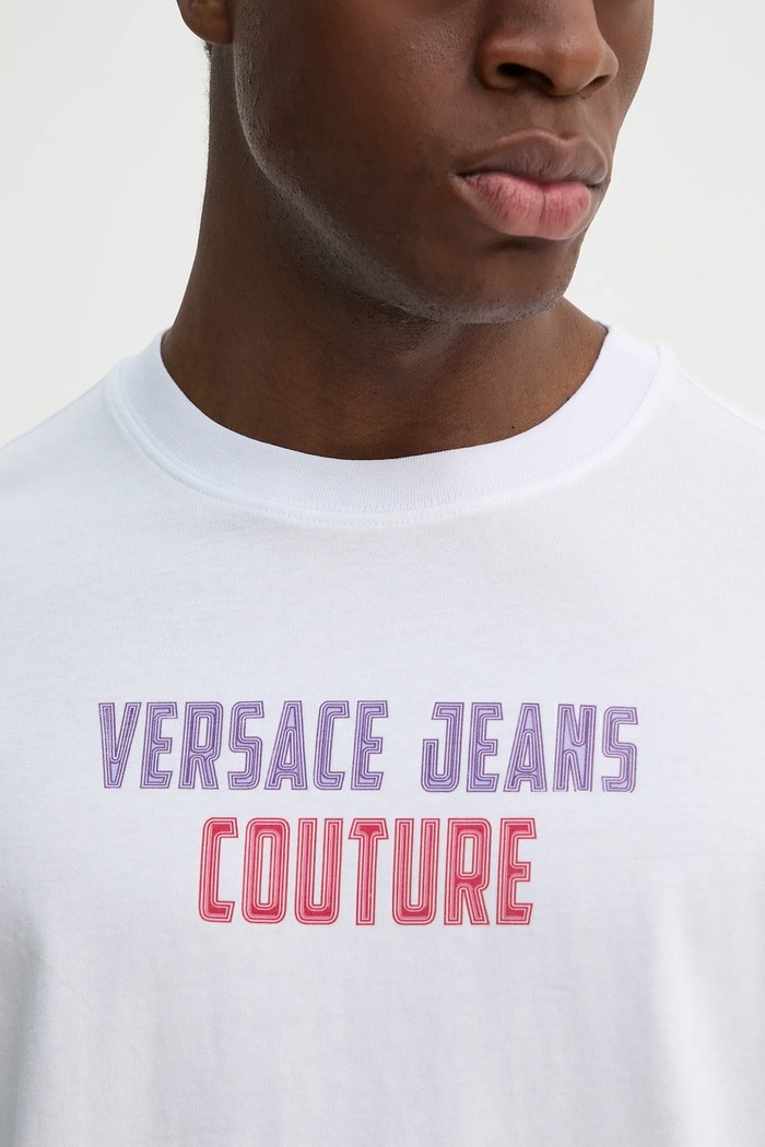 Versace Jeans Couture tricou din bumbac 78GAHC02.CJ01C alb