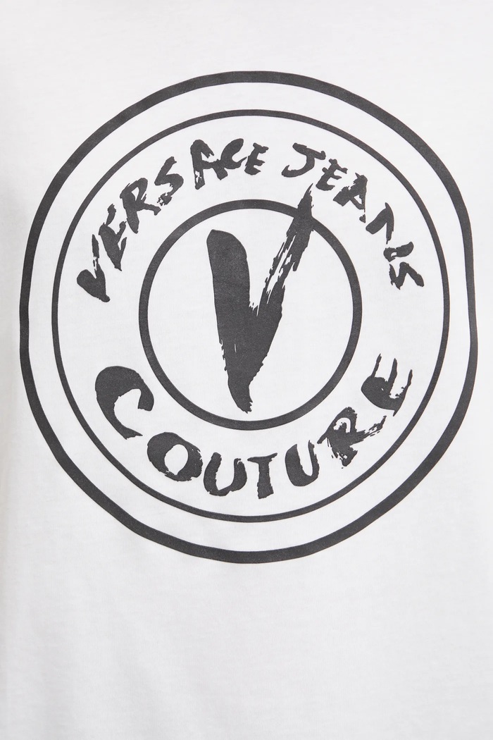 Versace Jeans Couture tricou din bumbac 78GAHE08.CJ00E alb