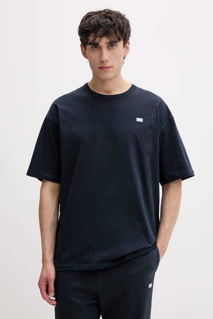 Diesel oversize kratka moška bombažna majica T-BOXT-R30 T-SHIRT mornarsko modra A16400.0QIAM