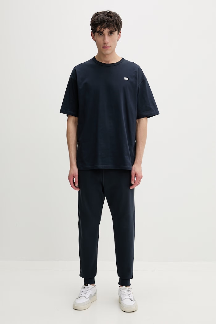 Diesel oversize kratka moška bombažna majica T-BOXT-R30 T-SHIRT A16400.0QIAM mornarsko modra SS26