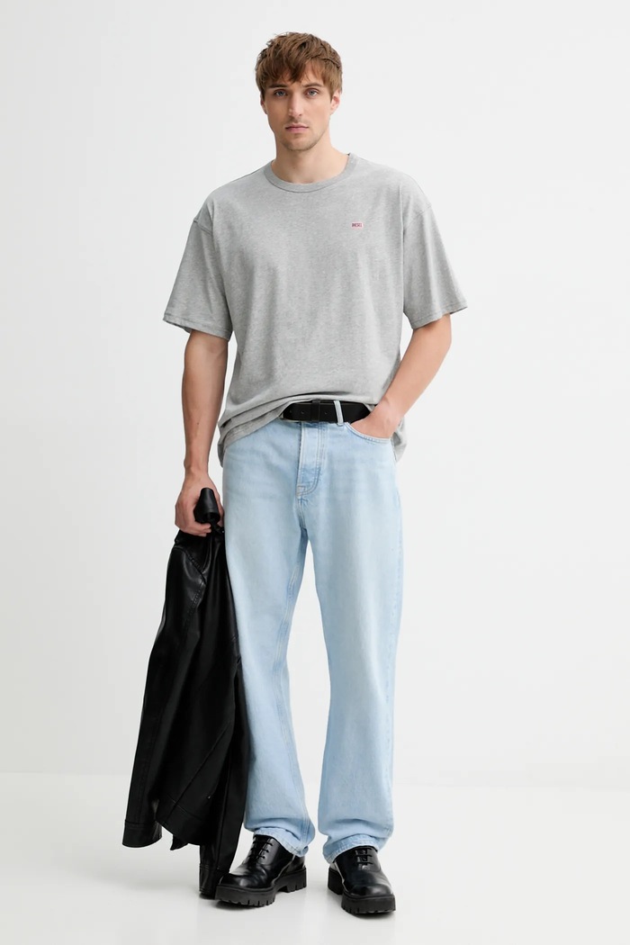 Diesel t-shirt oversize męski bawełniany T-BOXT-R30 T-SHIRT A16400.0QIAM szary SS26