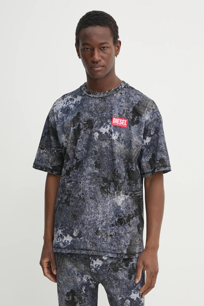 Bavlněné tričko Diesel T-BOXT-R12 T-SHIRT nášivka šedá A16403.0QLAF