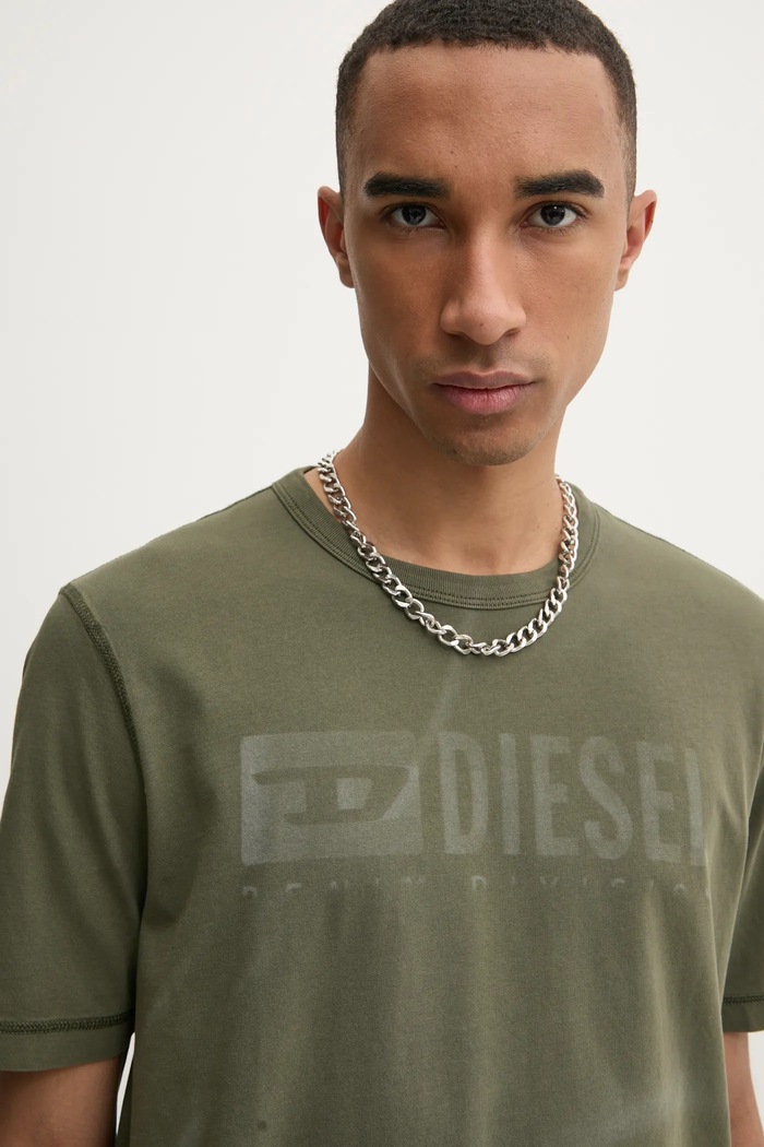 Diesel t-shirt T-ADJUST-R13 T-SHIRT nadruk zielony A16428.0LJBS