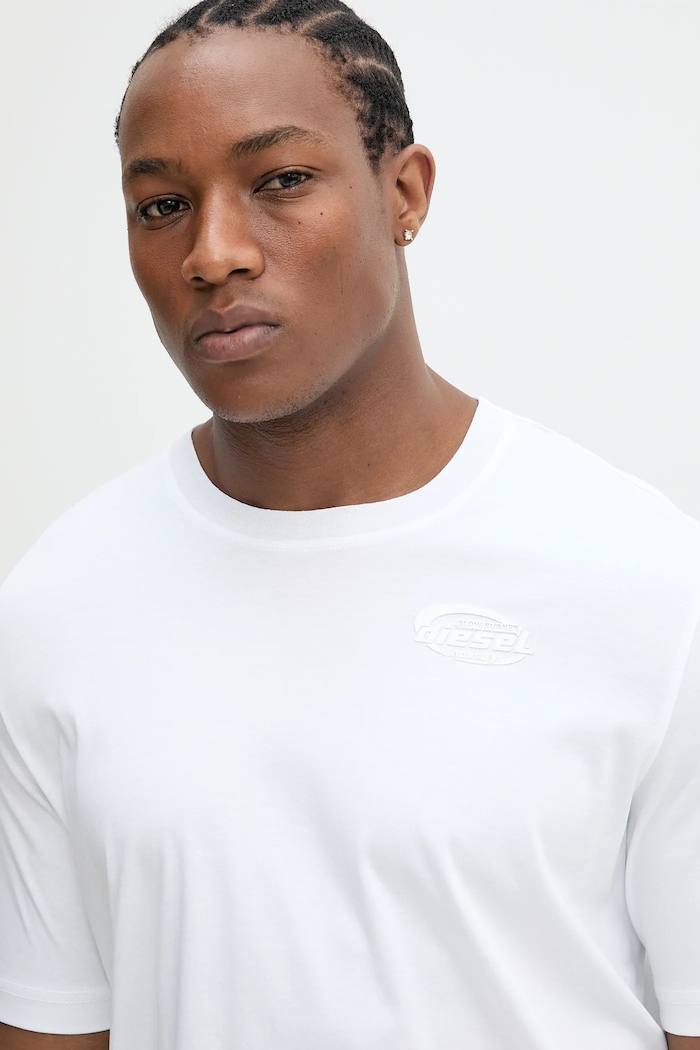 Βαμβακερό μπλουζάκι Diesel T-MADJUST-R2 T-SHIRT λευκό A16432.0SKAF