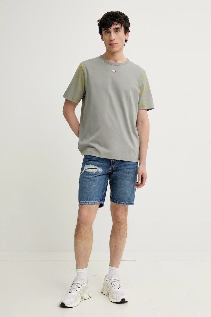 Diesel t-shirt bawełniany T-ADJUST-R23 T-SHIRT A16614.0QLAA zielony SS25