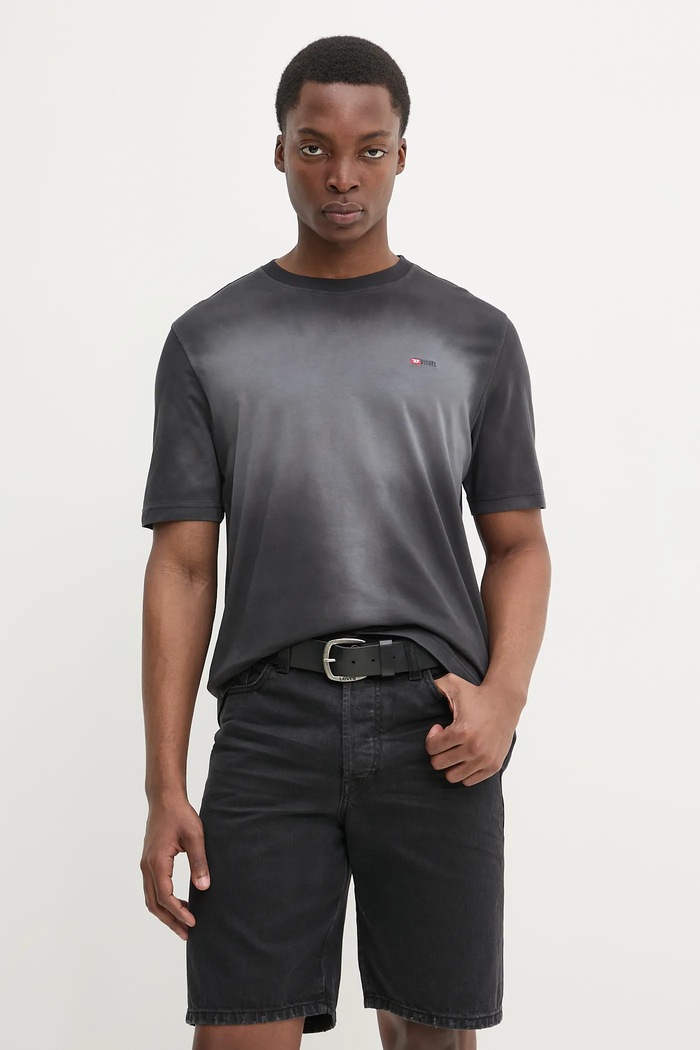 Diesel t-shirt bawełniany T-ADJUST-R15 T-SHIRT wzorzyste szary A16621.0PKAL