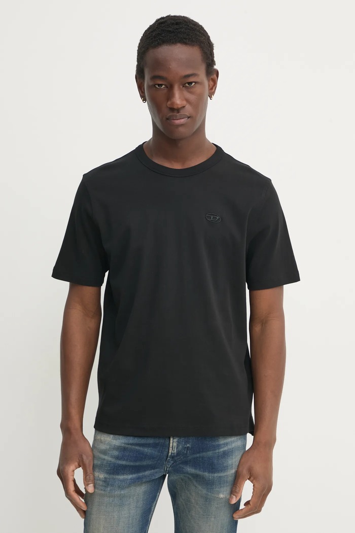 Diesel t-shirt T-ADJUST-SLITS-R17 T-SHIRT elasztánnal fekete A16672.0AIJU