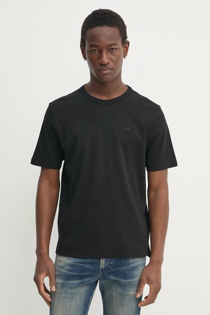 Diesel t-shirt T-ADJUST-SLITS-R17 T-SHIRT elasztánnal fekete A16672.0AIJU