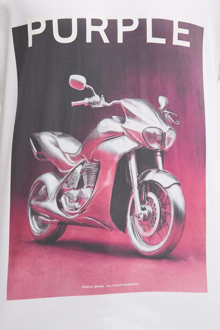 PURPLE BRAND t-shirt bawełniany CLEAN JERSEY SS TEE P109.CBAC125 biały