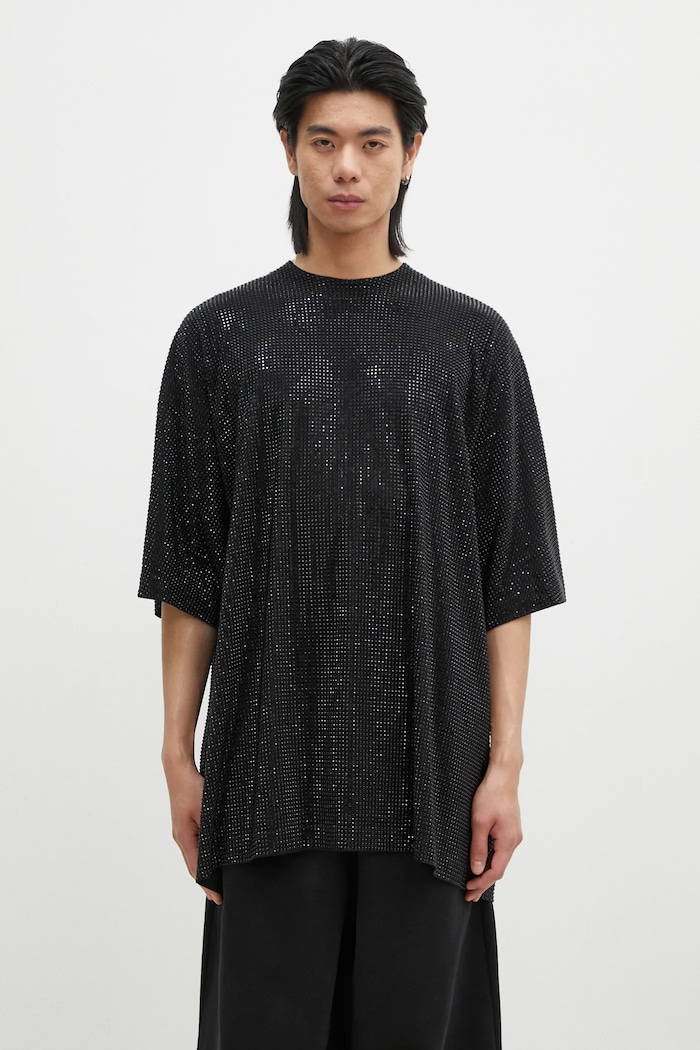 Хлопковая футболка VETEMENTS Iced-Out Oversized хлопок чёрный UA66TR900B