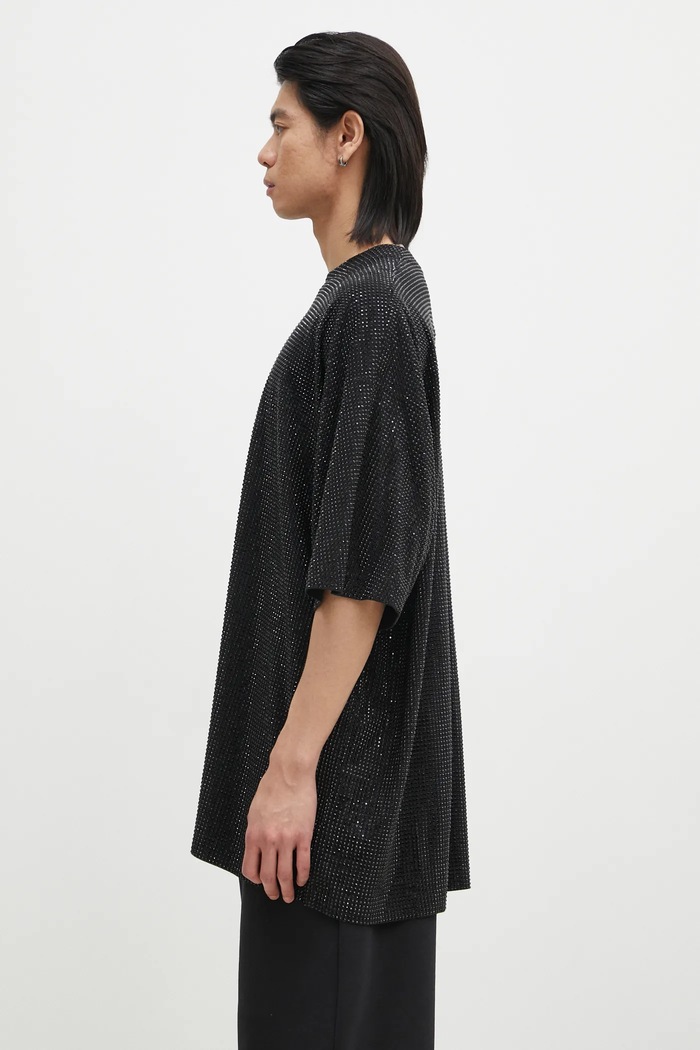 Хлопковая футболка VETEMENTS Iced-Out Oversized UA66TR900B чёрный SS25