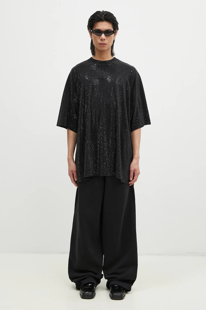 Хлопковая футболка VETEMENTS Iced-Out Oversized UA66TR900B чёрный