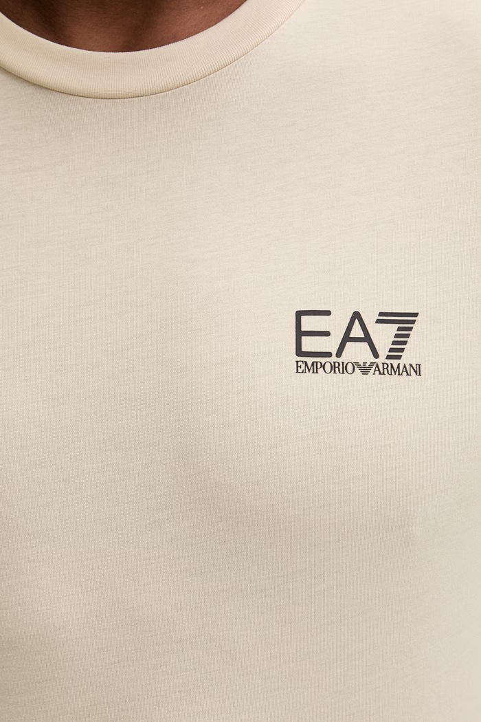 Памучна тениска EA7 Emporio Armani AF10375.7M000567 бежов